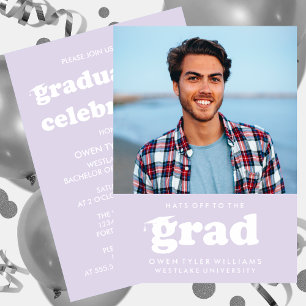 BOLD RETRO HATS OFF TO THE GRAD PHOTO GRAD INVITE