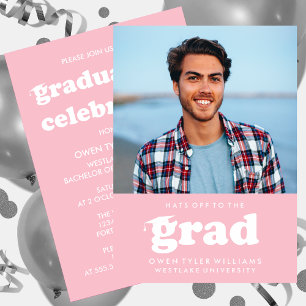 BOLD RETRO HATS OFF TO THE GRAD PHOTO GRAD INVITE