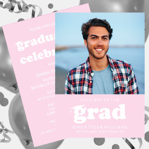 BOLD RETRO HATS OFF TO THE GRAD PHOTO GRAD INVITE
