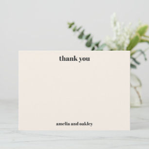 Bold Retro Ivory Wedding Couple Names Typography Thank You Card