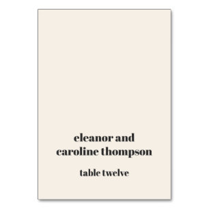 Bold Retro Ivory Wedding Guest Names Escort Place Table Number