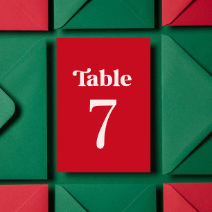 Bold Retro Minimalist Red and Pink Table 7 Wedding Table Number