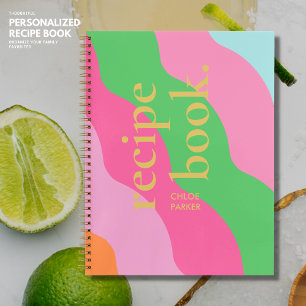 Bold Retro Modern Colourful and Gold Name Recipe Notebook