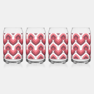 Bold Retro Modern Motif in Pinks Can Glass