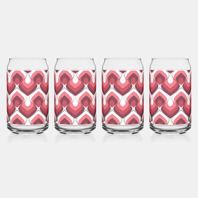 Bold Retro Modern Motif in Pinks Can Glass (Right)
