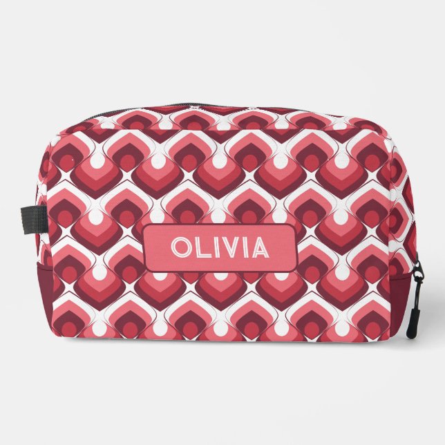 Bold Retro Modern Motif in Pinks Dopp Kit (Front)