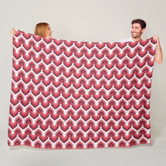 Bold Retro Modern Motif in Pinks Fleece Blanket (In Situ)
