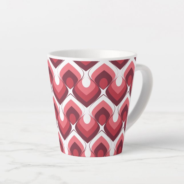 Bold Retro Modern Motif in Pinks Latte Mug (Right Angle)
