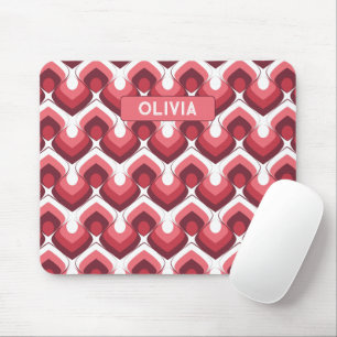 Bold Retro Modern Motif in Pinks Mouse Mat