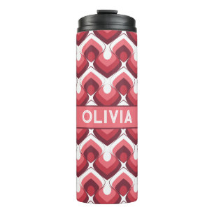 Bold Retro Modern Motif in Pinks Thermal Tumbler