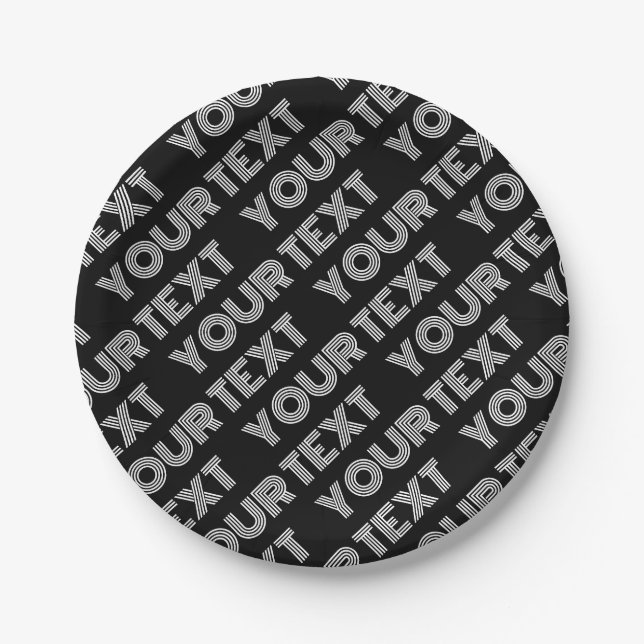 Bold Retro-modern Name or Word Pattern Paper Plate (Front)