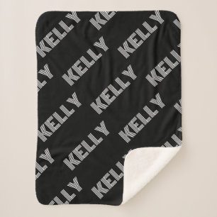 Bold Retro-modern Name or Word Pattern Sherpa Blanket