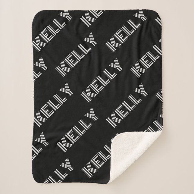 Bold Retro-modern Name or Word Pattern Sherpa Blanket (Front)