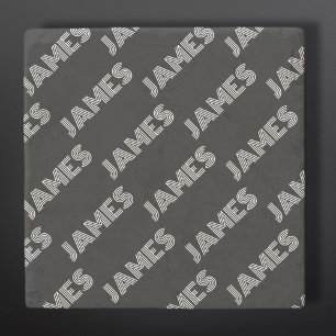 Bold Retro-modern Name or Word Pattern Stone Coaster