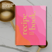 Bold Retro Modern Pink and Gold Monogram Recipe