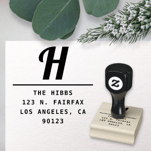 Bold Retro-Modern Return Address Rubber Stamp