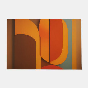 Bold Retro Orange Midcentury Abstract Doormat