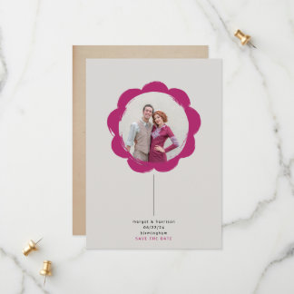 bold retro painted flower frame church photo save the date