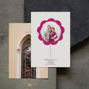 bold retro painted flower frame church photo save the date