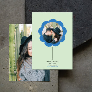 Bold Retro Painted Flower Frame Photo Wedding Save The Date