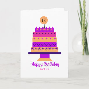 Bold Retro Personalised Cake Traditional Birthday Card