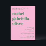 Bold Retro Pink and Green Simple Cute Bat Mitzvah Invitation<br><div class="desc">Bold Retro Pink and Green Simple Cute Bat Mitzvah Invitation</div>