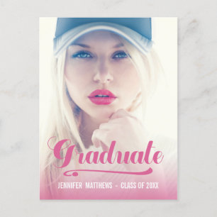 Bold Retro Pink   Graduation Party Invitation