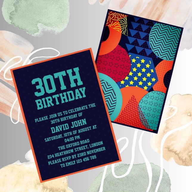 Bold Retro Pop 30th Birthday Invitation (Creator Uploaded)