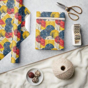 Bold Retro Pop-Art Pattern with Textured Circles Wrapping Paper