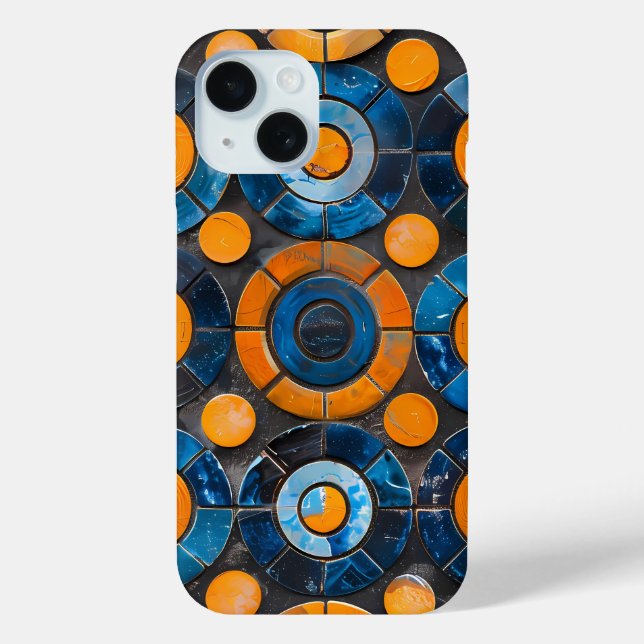 Bold Retro Rings and Dots Pattern Phone Case (Back)