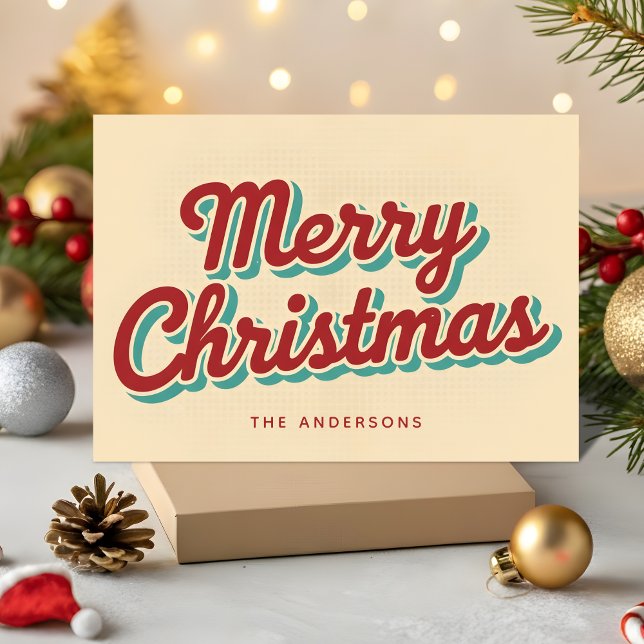 Bold Retro Script Merry Christmas Typography Holiday Card (Creator Uploaded)