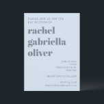 Bold Retro Soft Blue Simple Cute Bat Mitzvah Invitation<br><div class="desc">This personalised Bat Mitzvah invitation features a soft icy blue background with modern typography and a clean, structured layout for event details. Designed for contemporary celebrations, it works well for ceremonies and receptions of all sizes. The cool dusty blue colour coordinates easily with matching stationery and décor pieces. A simple,...</div>