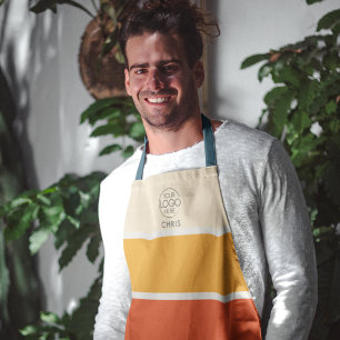 Bold Retro Stripe Logo  Apron