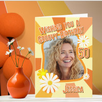 Bold Retro Style Single Photo Age Birthday Card