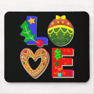 Bold Retro Tygraphy Love Xmas And Cookies T Shirt Mouse Mat