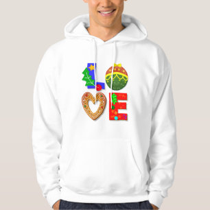 Bold Retro Typo Festive, Love Xmas and Cookies Hoodie