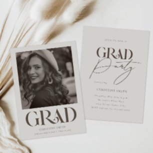 Bold Retro Typography Photo Graduation Party Invitation