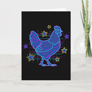 Bold Retro Vaporwave Blue Pink Funny Meme Chicken Card