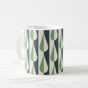 Bold retro water drop green and grey coffee mug