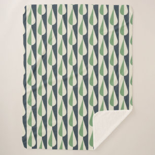 Bold retro water drop green and grey sherpa blanket