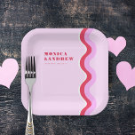 Bold Retro Wave Aesthetic Pink and Red Wedding  Paper Plate<br><div class="desc">These cool,  pink & red paper plates would be great addition to your wedding supplies! Easily add your own details by clicking on the "personalise" option.</div>