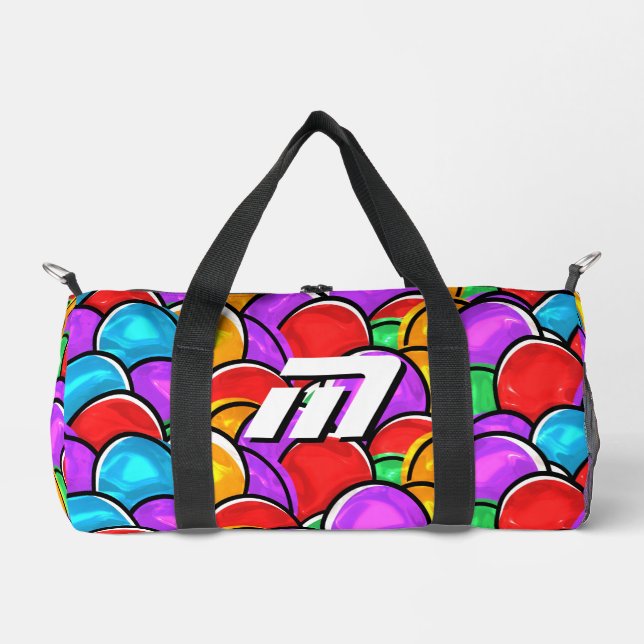 Bold Retro Wavy Pop Art Custom Monogram Duffle Bag (Front)