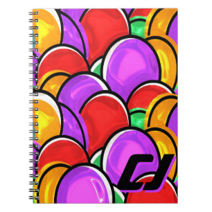 Bold Retro Wavy Pop Art Custom Monogram Notebook