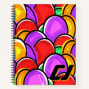 Bold Retro Wavy Pop Art Custom Monogram Notebook