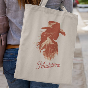 Bold Retro Western Cowgirl Bachelorette Name Tote Bag