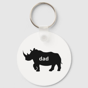 Bold Rhino Dad – Strong Silhouette Tribute Key Ring