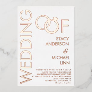 Bold Ring Wedding Pressed   Foil Invitation