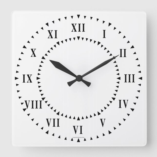 Bold Roman Numberals With Guide Wedges Square Wall Clock (Front)