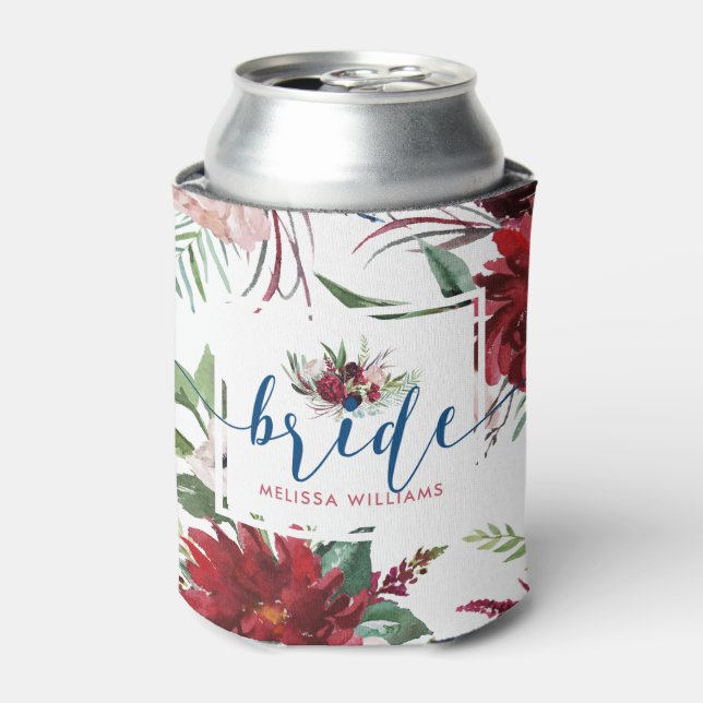 Bold romance-bold deep red & blue flowers can cooler (Can Front)