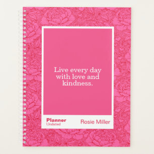 Bold Romantic Red and Pink Peonies Block Quote Planner